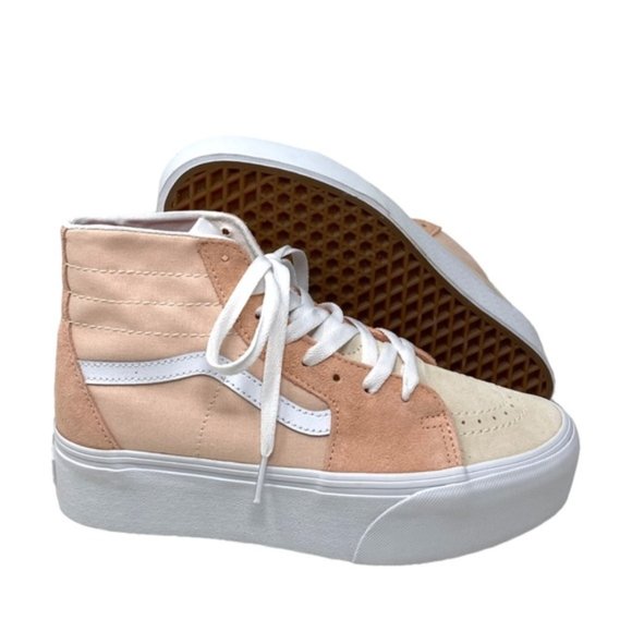 VANS Sk8-Hi Tapered Platform Shoes Skate Peach Women's Suede Canvas VN0A5JMKBOD - Picture 7 of 9